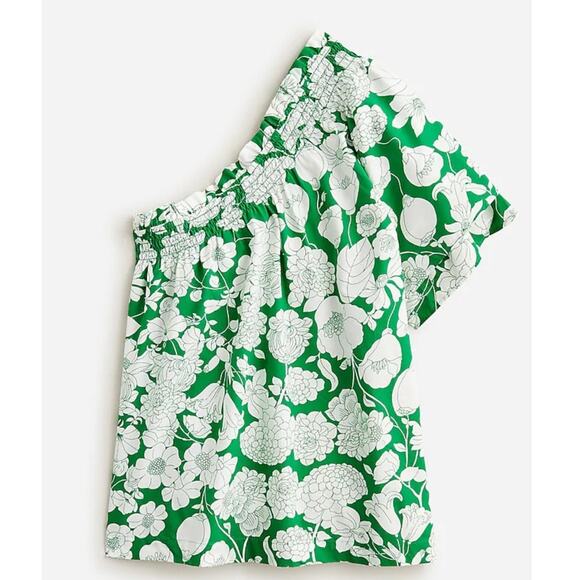 NWT J Crew Floral One Shoulder Blouse Sz XXL Preppy - Picture 1 of 8